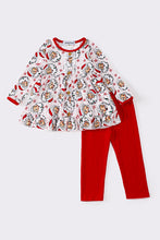 Load image into Gallery viewer, Red christmas santa girl pants set
