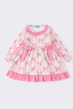 Load image into Gallery viewer, Pink bow print girl dress
