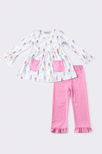 Load image into Gallery viewer, Pink ballet print girl pants set
