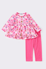 Load image into Gallery viewer, Pink bow print girl pants set
