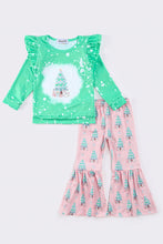 Load image into Gallery viewer, Pink christmas tree girl bell pants set
