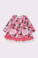 Load image into Gallery viewer, Pink santa claus print ruffle dress
