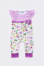 Load image into Gallery viewer, Purple mardi gras girl romper
