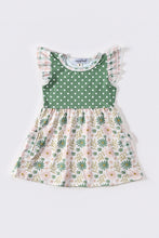 Load image into Gallery viewer, Green floral print dot dress
