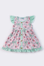 Load image into Gallery viewer, Pink strawberry print girl ruffle dress
