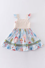 Load image into Gallery viewer, Platinum balloon print floral flutter trim dress
