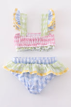 Load image into Gallery viewer, Multicolored gingham 2pc girl swimsuit
