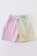 Load image into Gallery viewer, Multicolored gingham boy swim trunks
