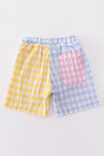 Load image into Gallery viewer, Multicolored gingham boy swim trunks
