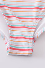 Load image into Gallery viewer, Rainbow stripe strap girl swimsuit one piece UPF50+
