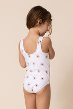 Load image into Gallery viewer, White floral print tie one piece girl swimsuit
