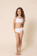 Load image into Gallery viewer, White floral print 2pc girl swimsuit (size run small, go up 1-2 sizes)
