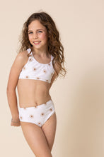 Load image into Gallery viewer, White floral print 2pc girl swimsuit (size run small, go up 1-2 sizes)
