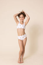 Load image into Gallery viewer, White floral print 2pc girl swimsuit (size run small, go up 1-2 sizes)
