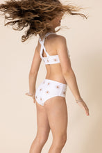 Load image into Gallery viewer, White floral print 2pc girl swimsuit (size run small, go up 1-2 sizes)
