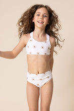 Load image into Gallery viewer, White floral print 2pc girl swimsuit (size run small, go up 1-2 sizes)
